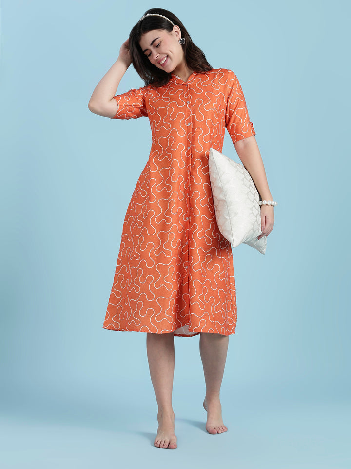 Juicy sparkle orange nighty dress for women