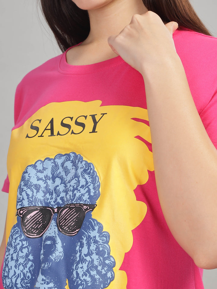 Rani pink gym wear long t-shirt for women for daily wear