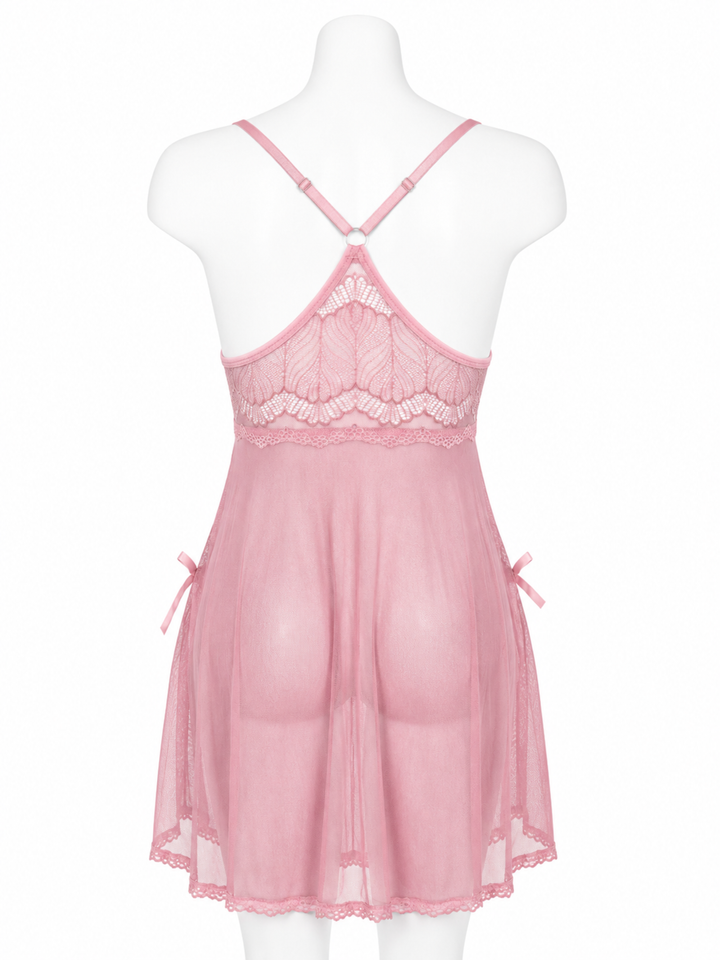 Cotton candy powernet lace babydoll dress online
