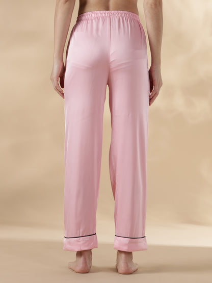 Paris pink long sleeve best satin pajama sets for women