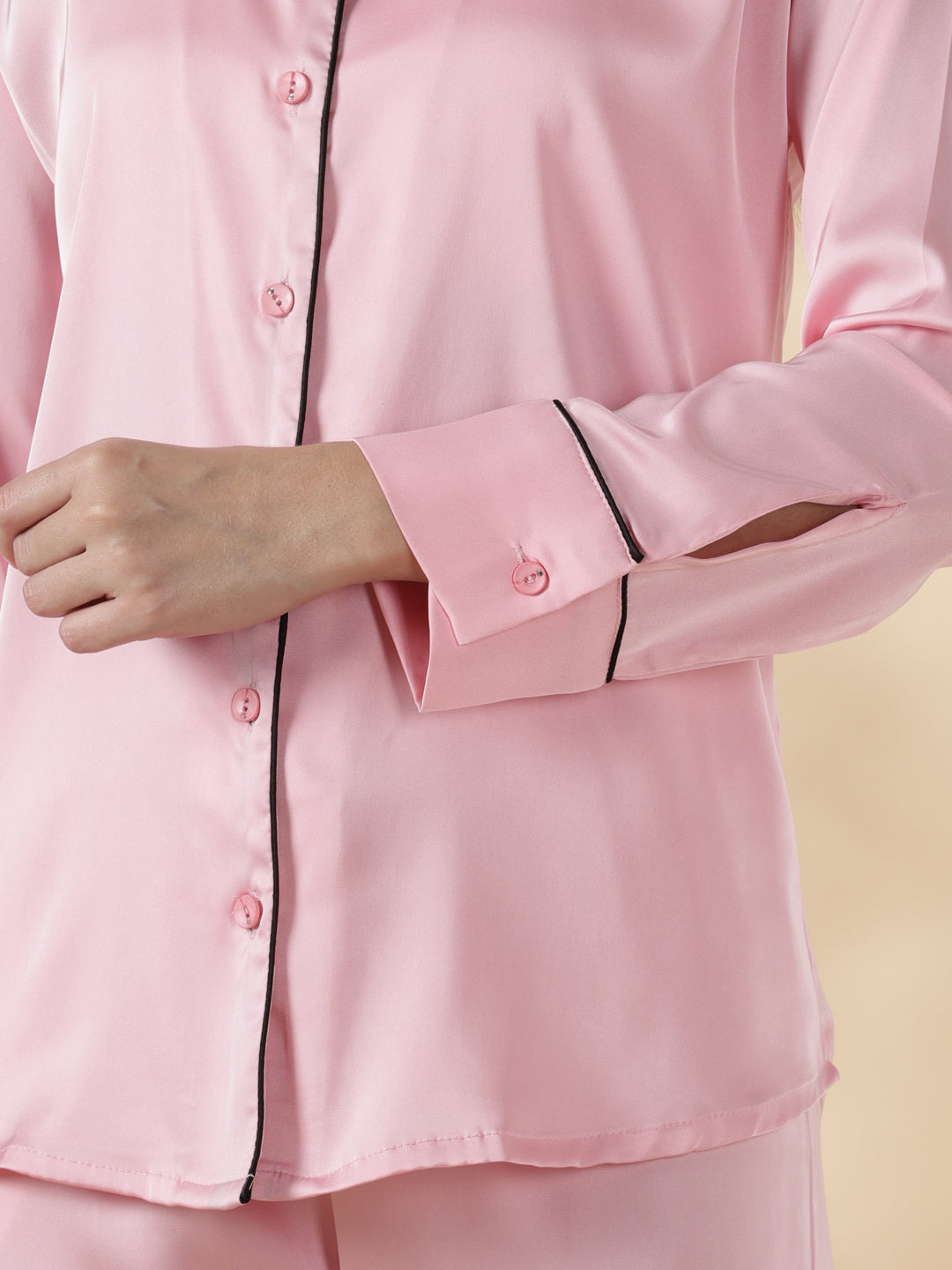 Paris pink long sleeve best satin pajama sets for women