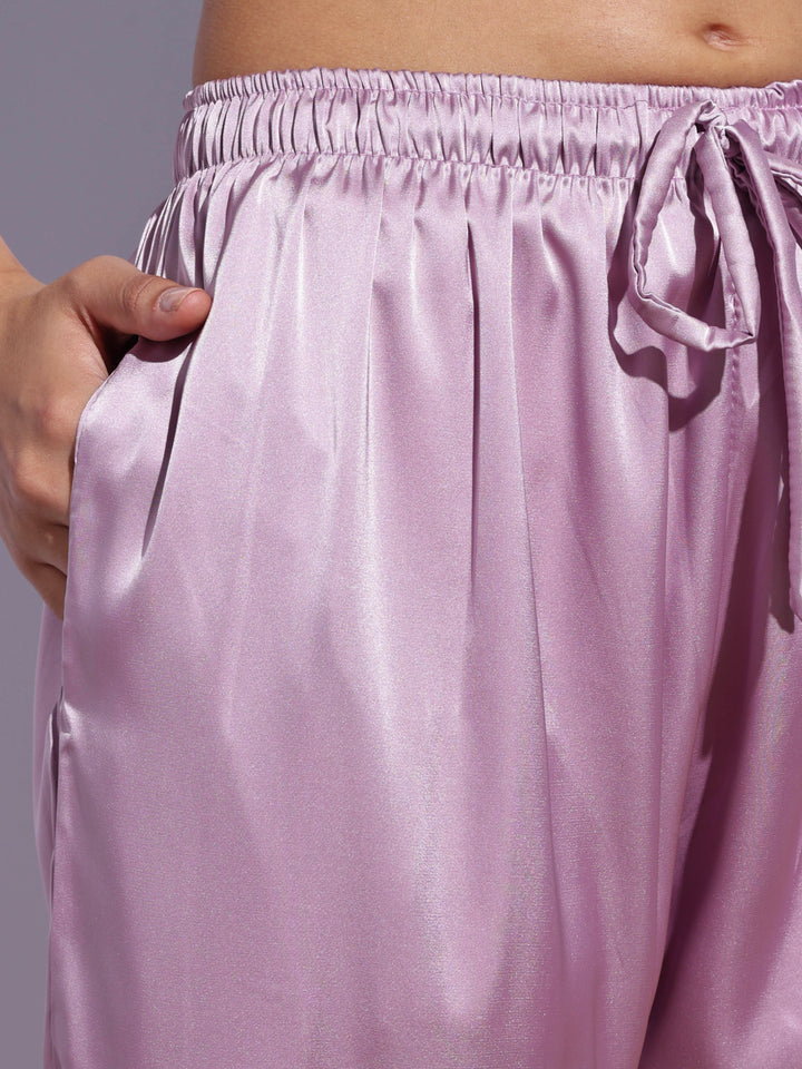 Womens satin pyjama set with classic lapel collar online