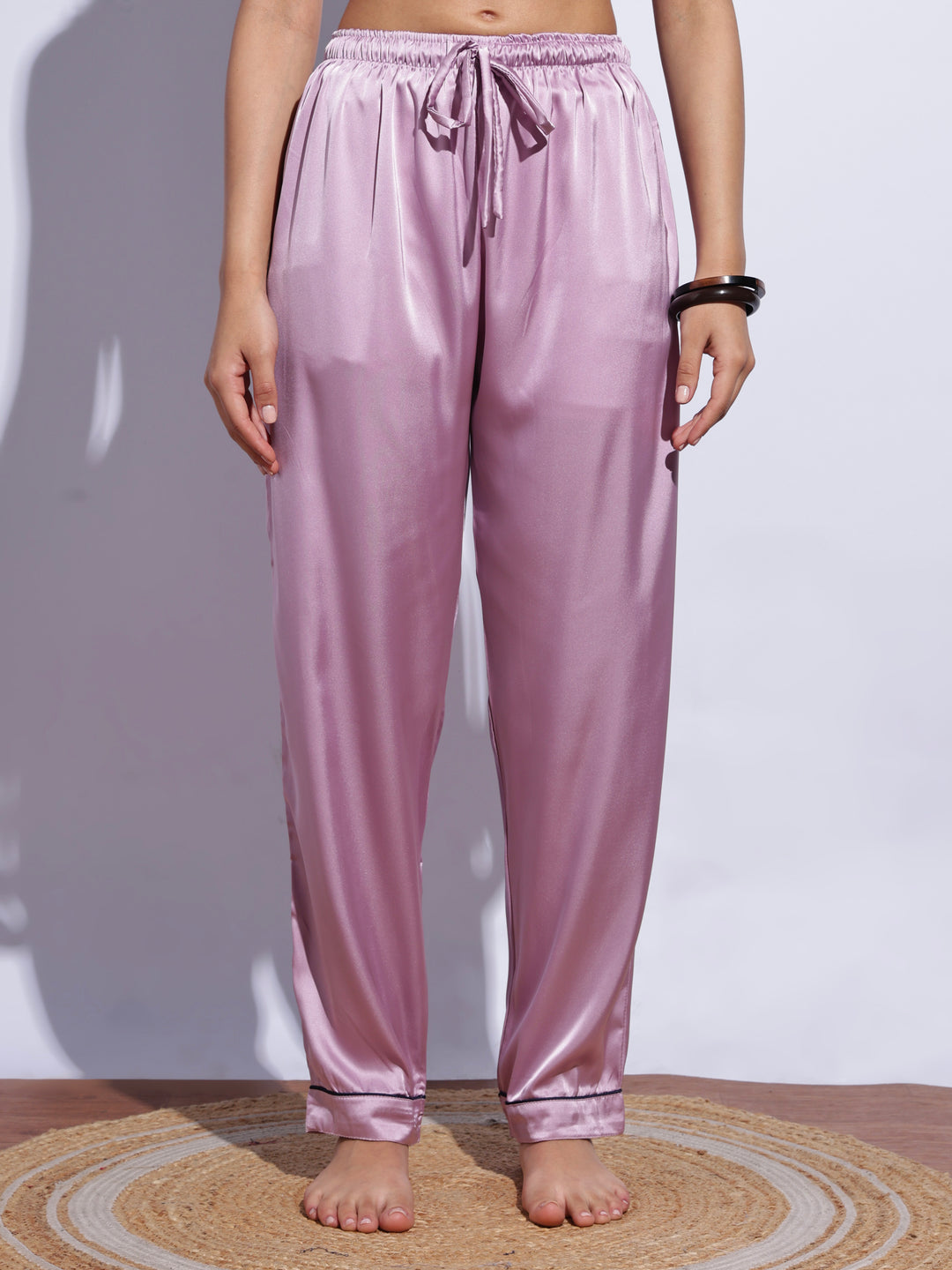 Womens satin pyjama set with classic lapel collar online