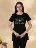 Black Cotton Plus Size Long T Shirt for Women with Pocket
