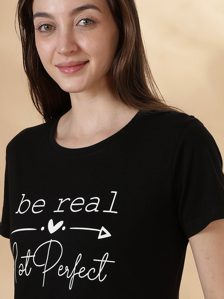 Black cotton plus size long t-shirt for women with pocket