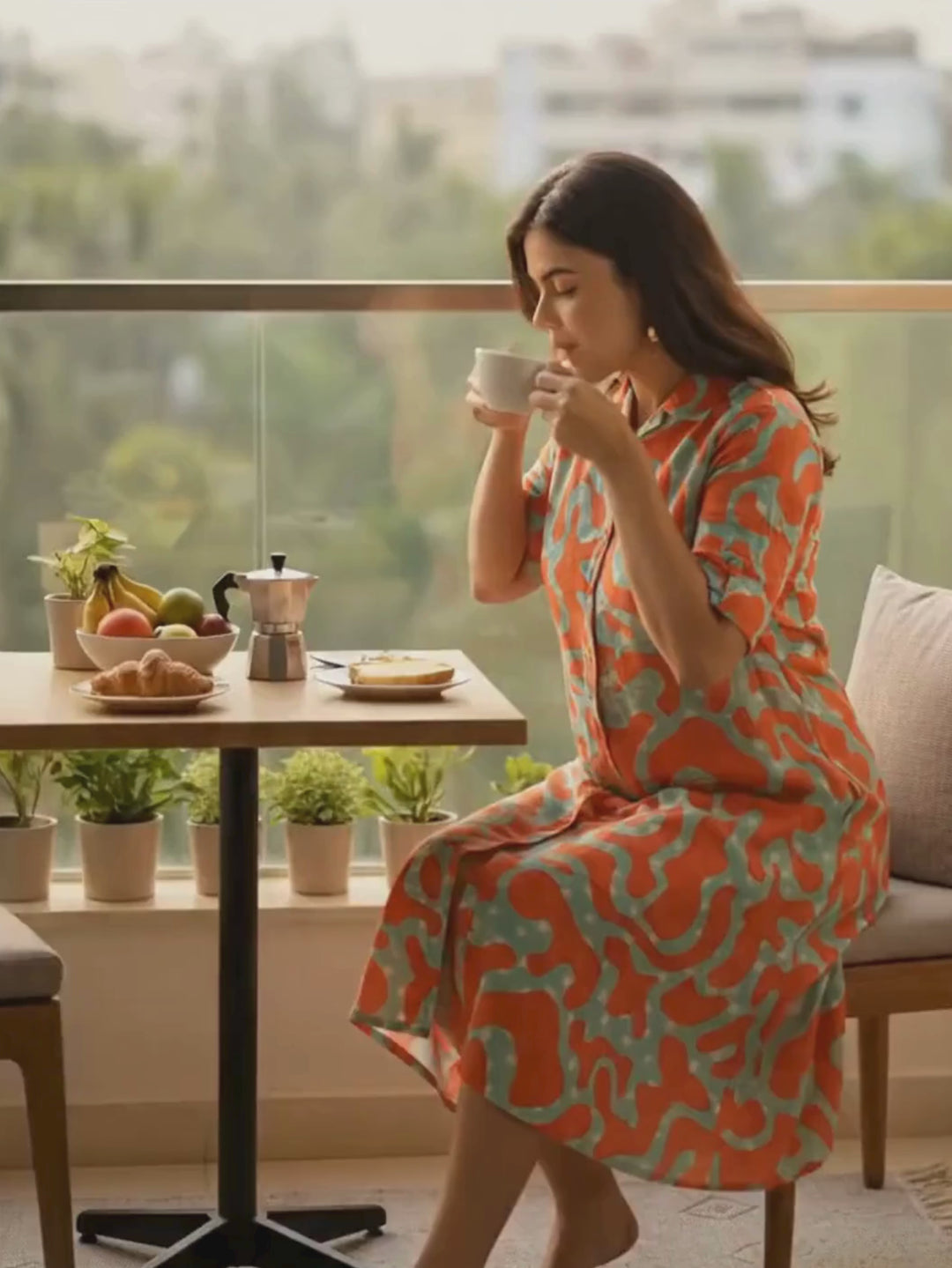 Zest glow a-line genz style printed modern nighty for women