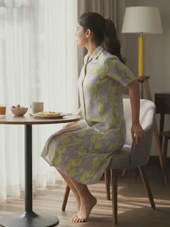 Candy crush lilac midi length plus size modern nighty dress