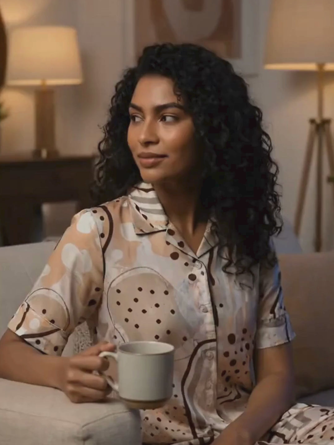 Choco chip soft rayon chic style nighty dress for women