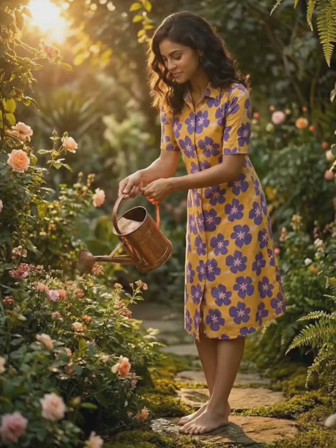 Flower funk poly blend a-line modern nighty dress for women