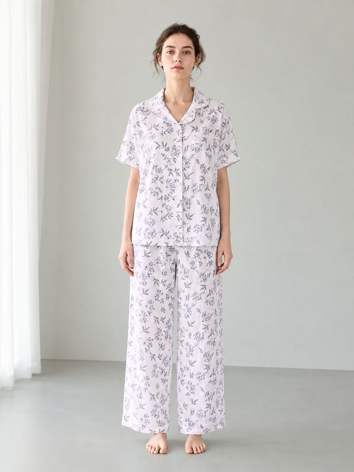 peach botanical floral pj sets for women online