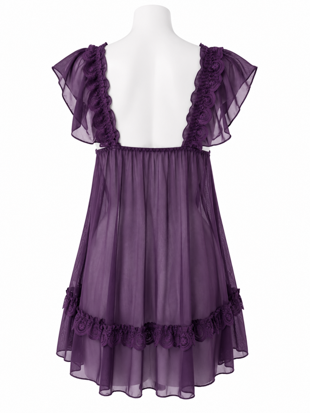 Purple night sheer powernet babydoll dress online.
