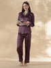 Lilac Mist Satin Long Sleeve Loungewear Set with Soft Flow