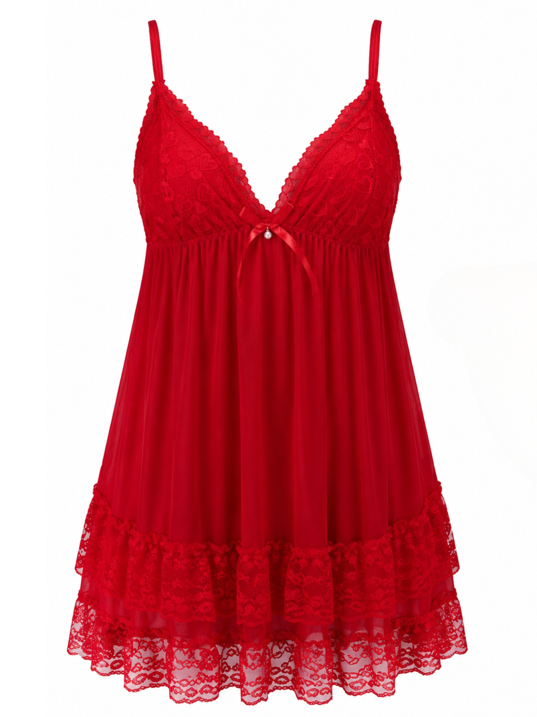 First night romantic red babydoll dress for women