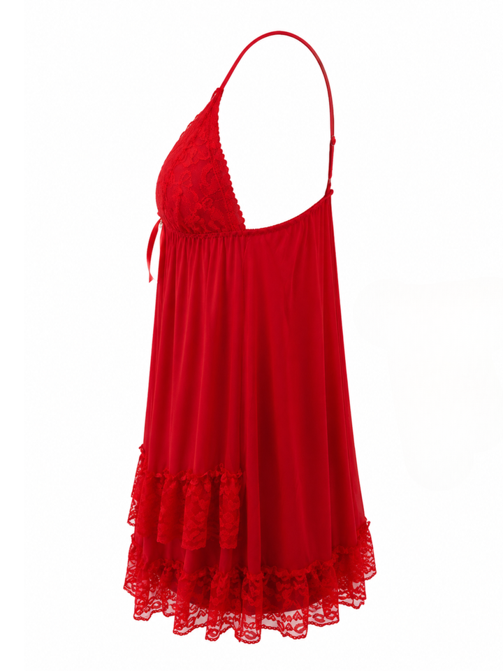 First night romantic red babydoll dress for women