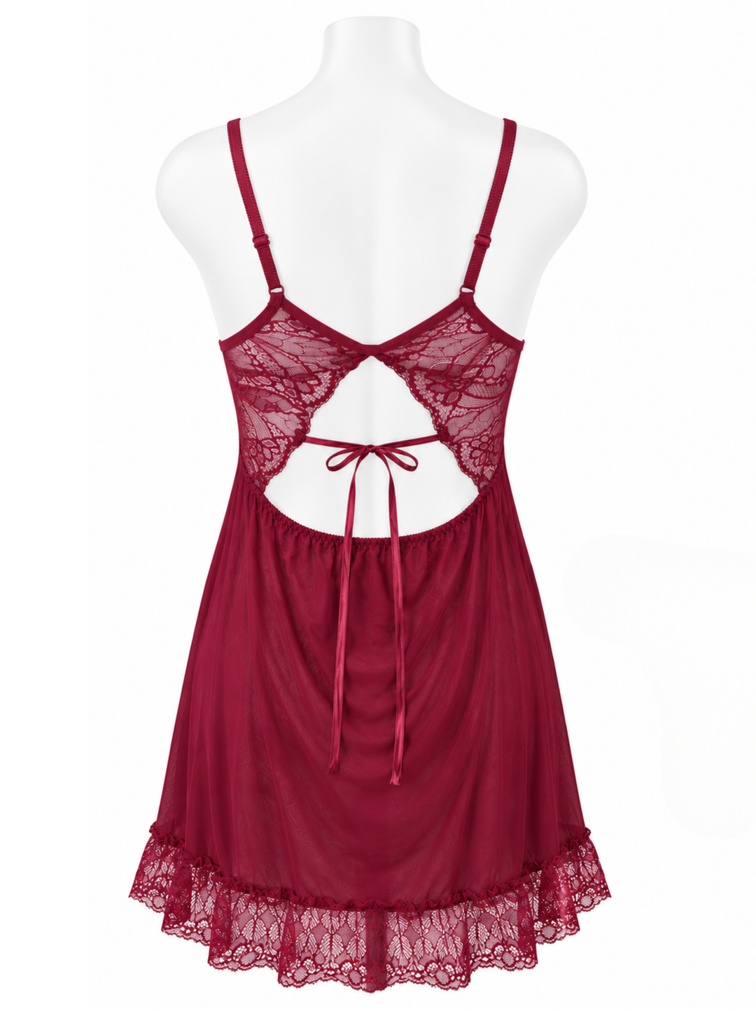 Vintage wine malai modal lace babydoll dress for women