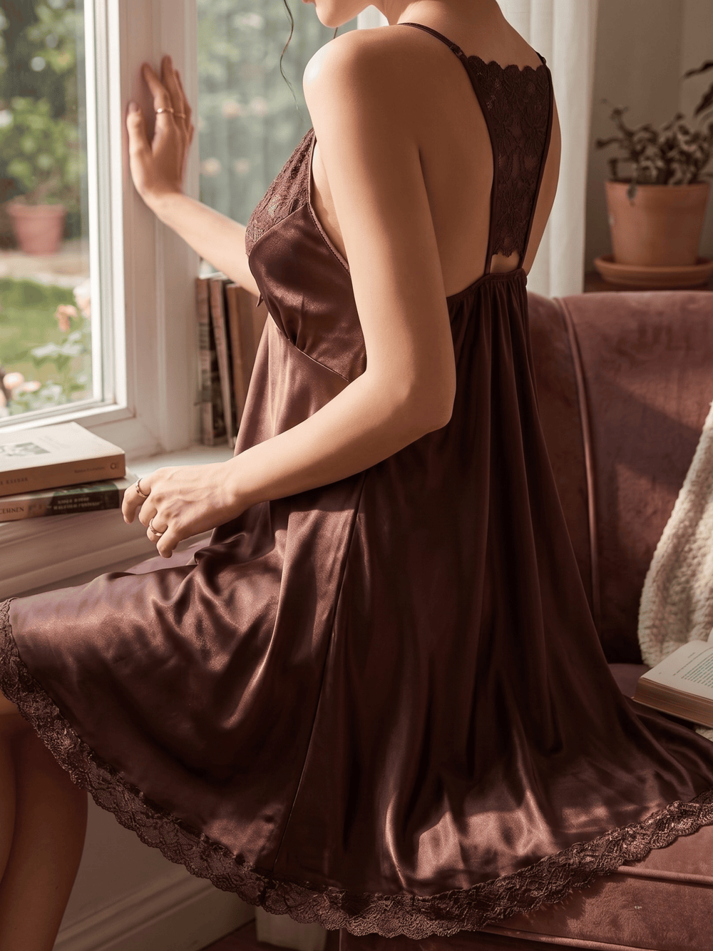 Sexy cocoa mulberry babydoll set for women online