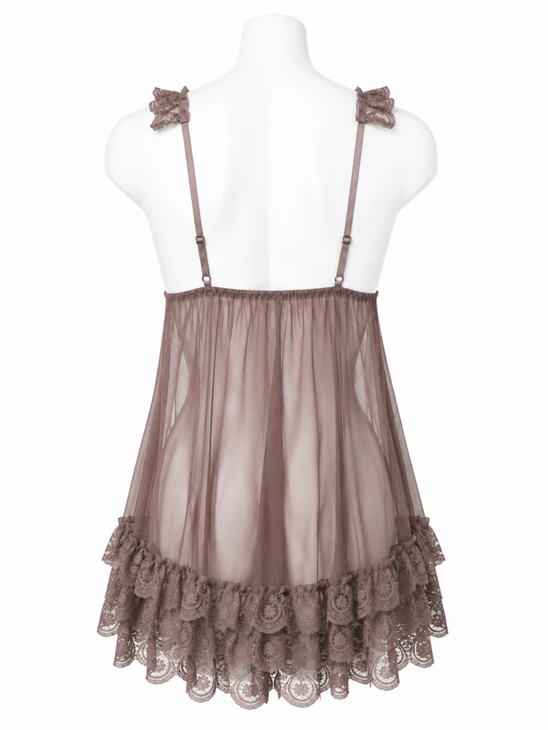 Premium mauve blush power net babydoll dress
