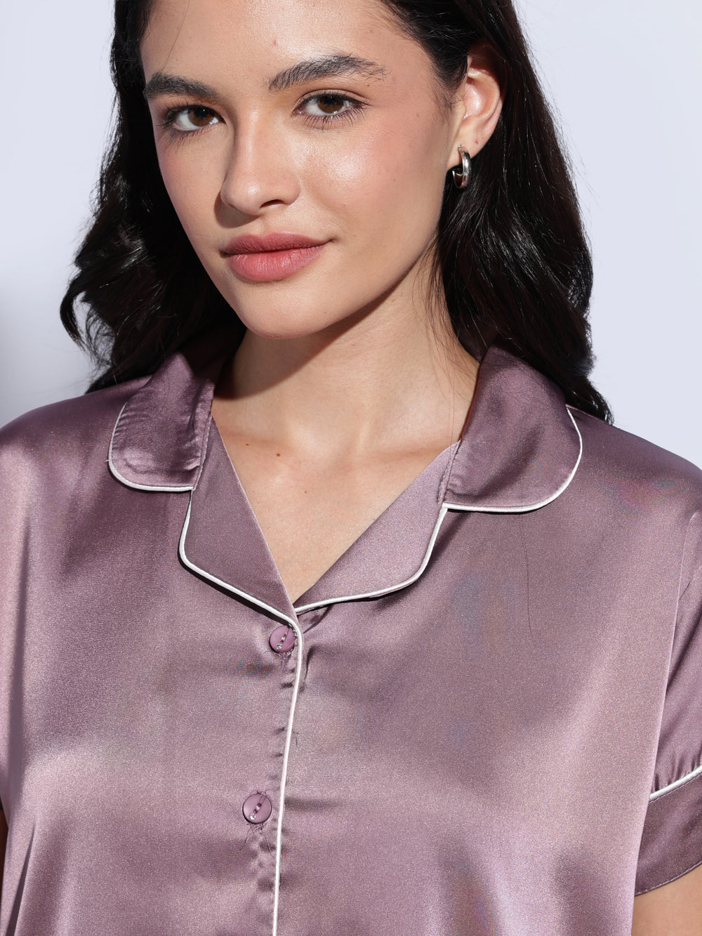 Breathable mocha satin pajama sets for women online