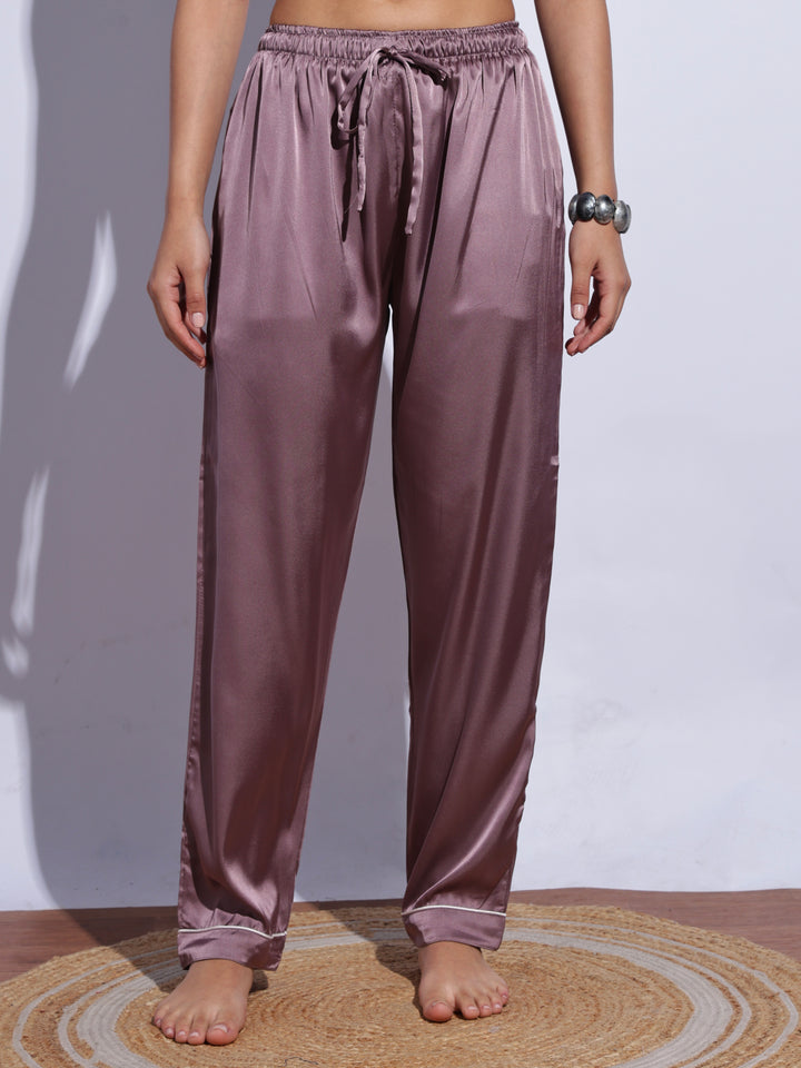 Breathable mocha satin pajama sets for women online