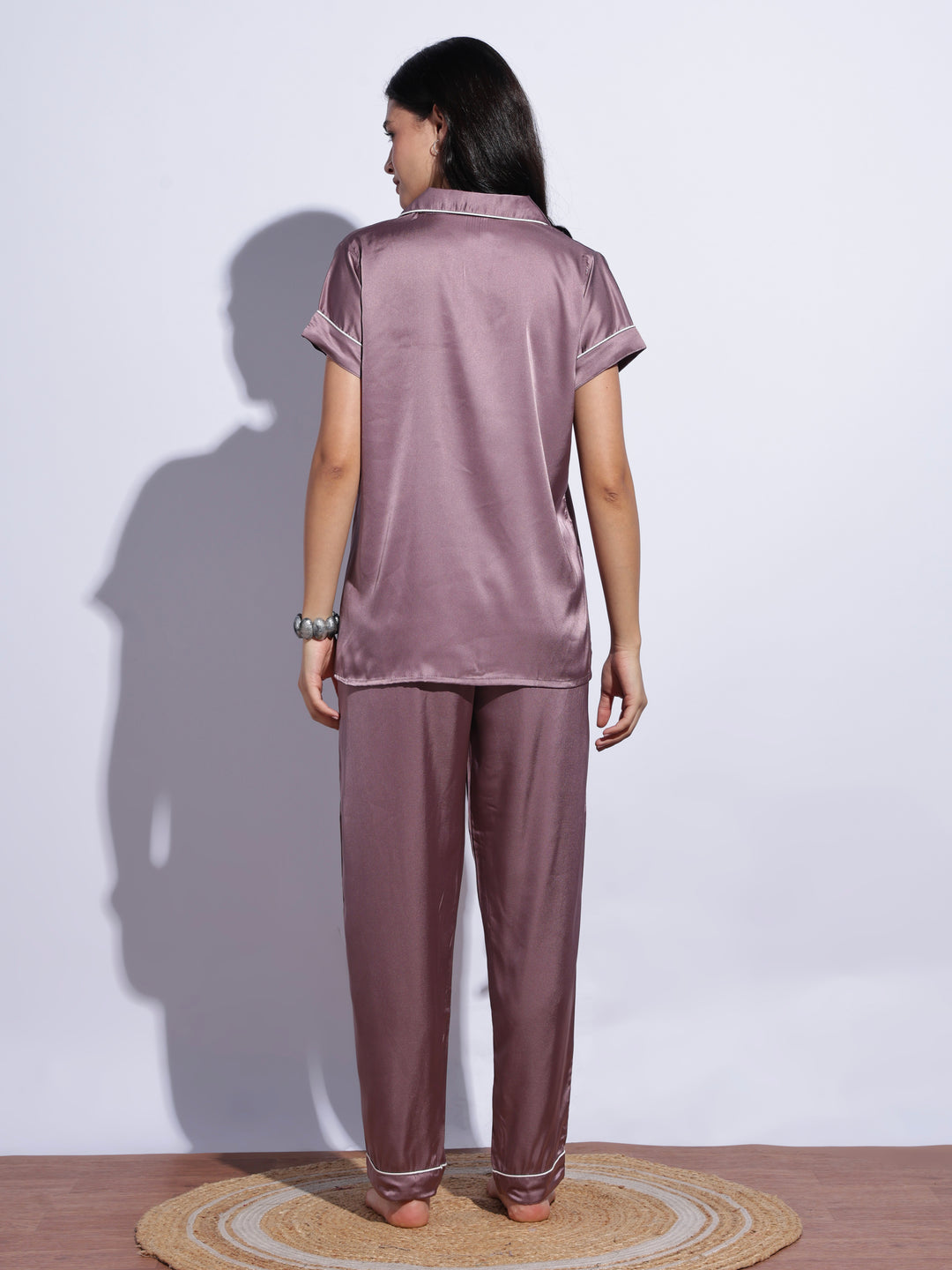 Breathable mocha satin pajama sets for women online