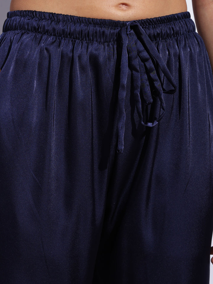 Blue satin comforable loungewear set for women online