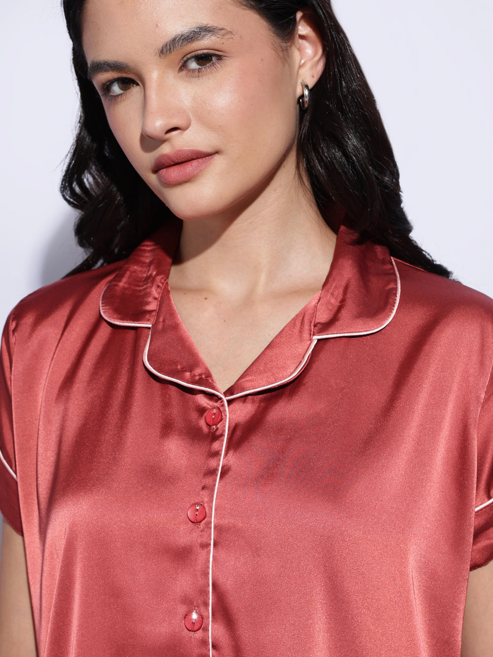 Romantic amber satin pyjama set for women online