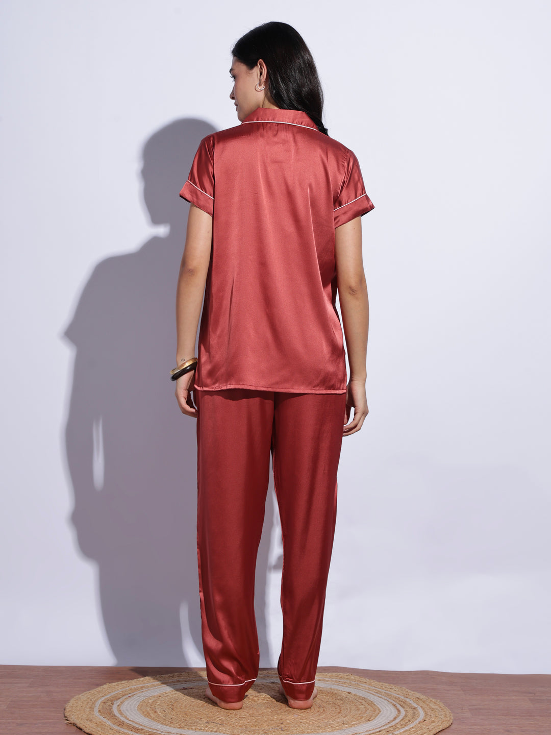 Romantic amber satin pyjama set for women online