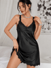 Midnight Seduction Silk Babydoll with Lace Slit