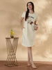 Cream Graphic Cotton Knee Length Short Nighty for Women In Plus Sizes