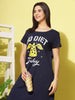 Classic Navy Blue Soft Cotton Short Nighty For Summer