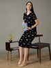 Black Dot Printed Cotton Short Nighty for Women Soft Comfort