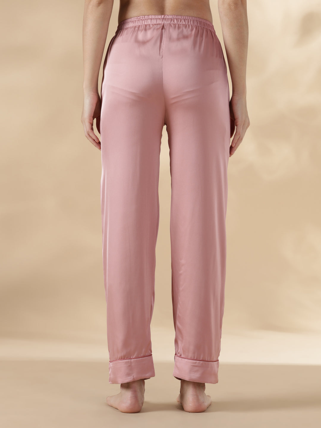 Modern style strawberry pink long sleeve pyjama sets satin