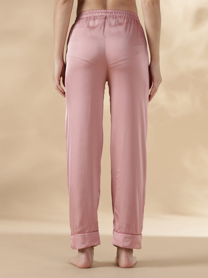 Modern style strawberry pink long sleeve pyjama sets satin