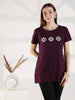 Wine Cotton Long T Shirt for Women with Pocket