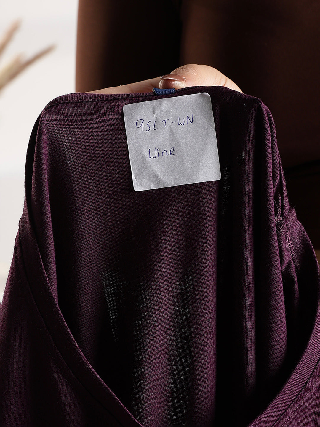 Wine cotton long tshirt for women with pocket and comfortable fit