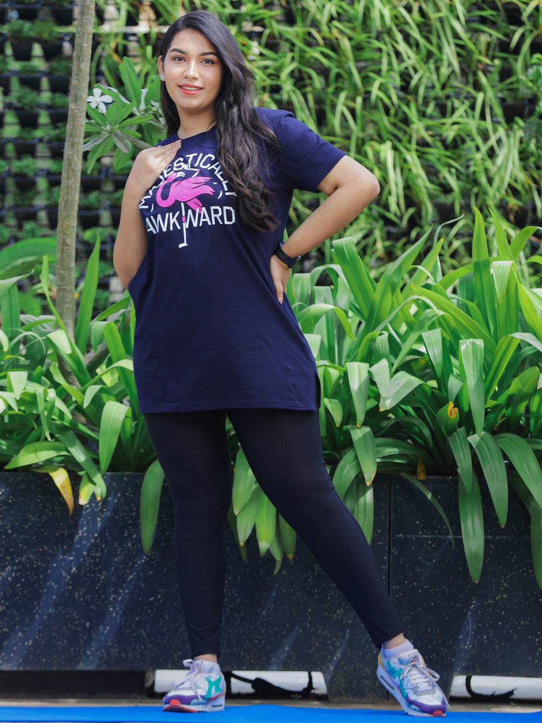 Dark Blue printed best workout dress for women