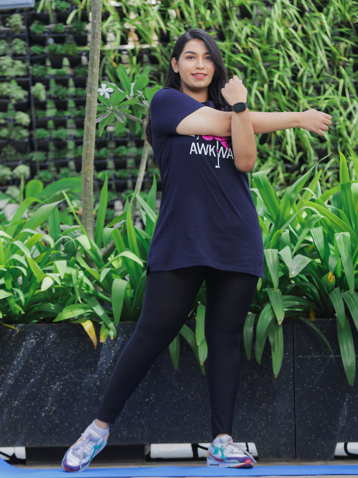Dark Blue printed best workout dress for women
