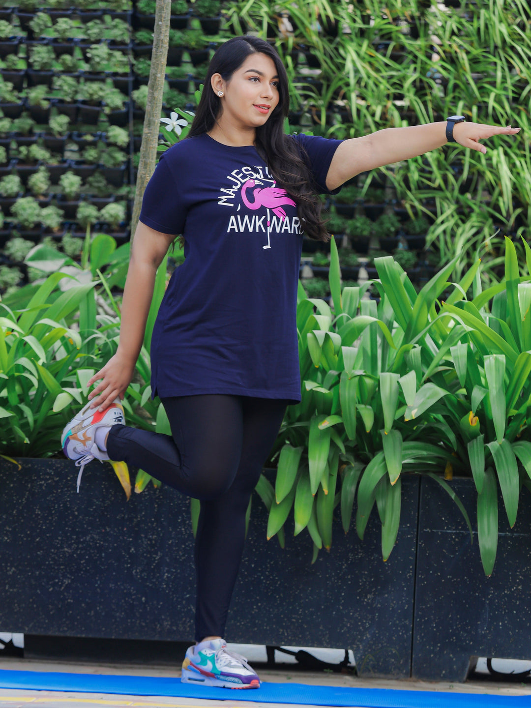 Dark Blue printed best workout dress for women