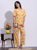 Sunshine Glow Premium Lycra Pajama Set with Oversized Floral Print