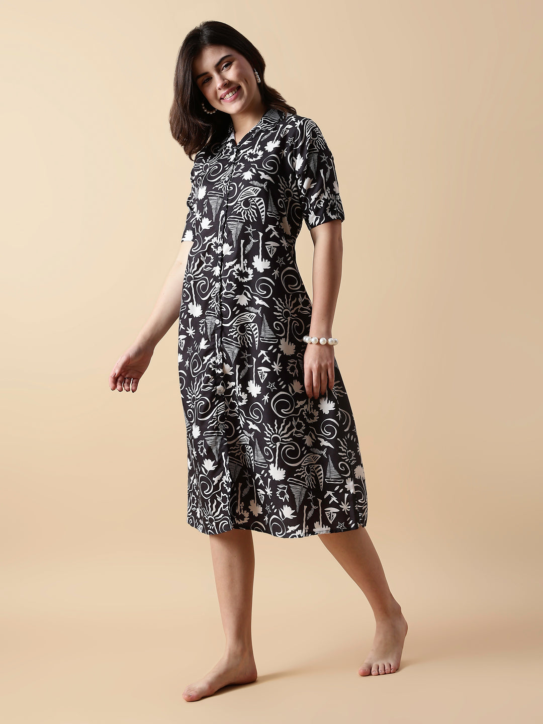 Twilight florals printed nighty dress For women