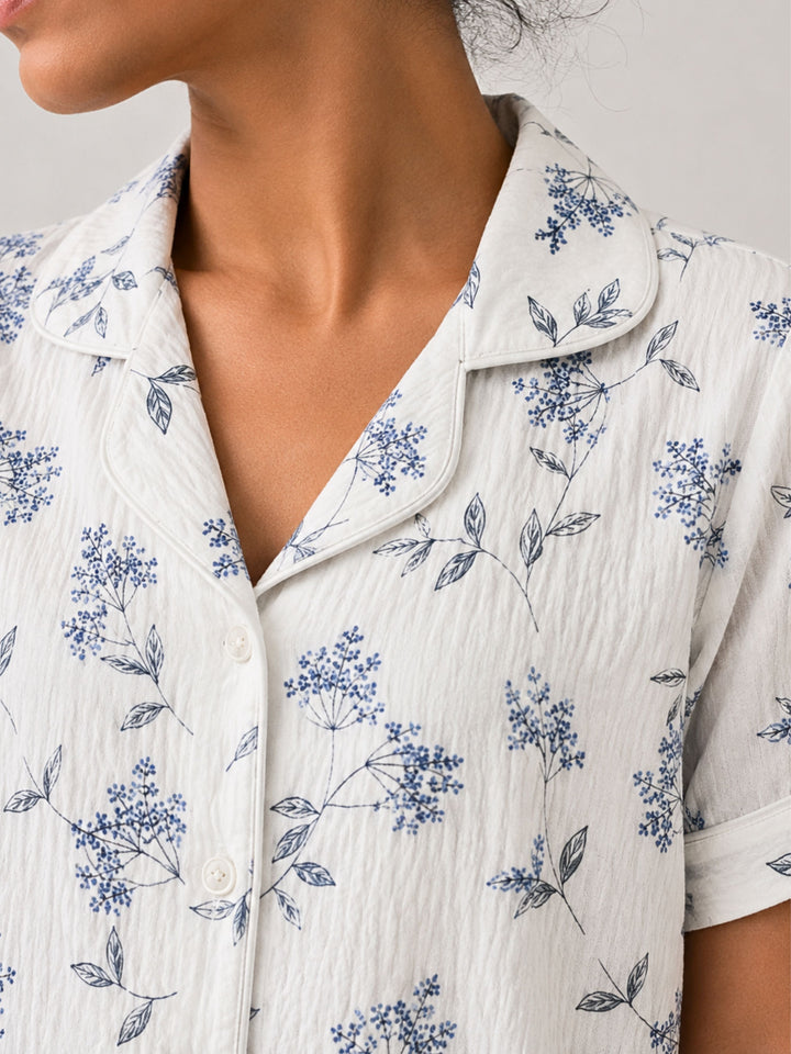white bamboo feel crush cotton floral pyjama set online