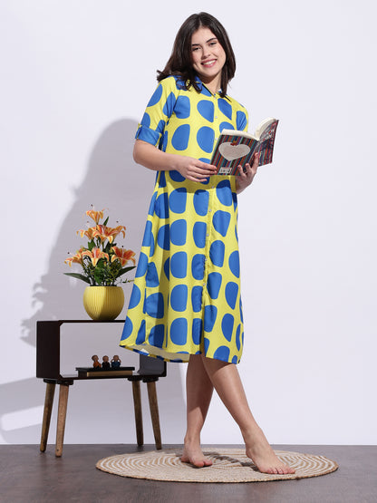 Bubble Blast Print Classy Short Nighty for Girls And Women