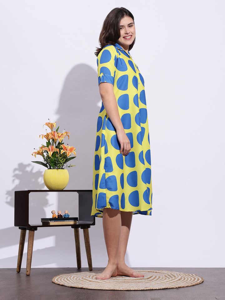 Bubble Blast Print Classy Short Nighty for Girls And Women