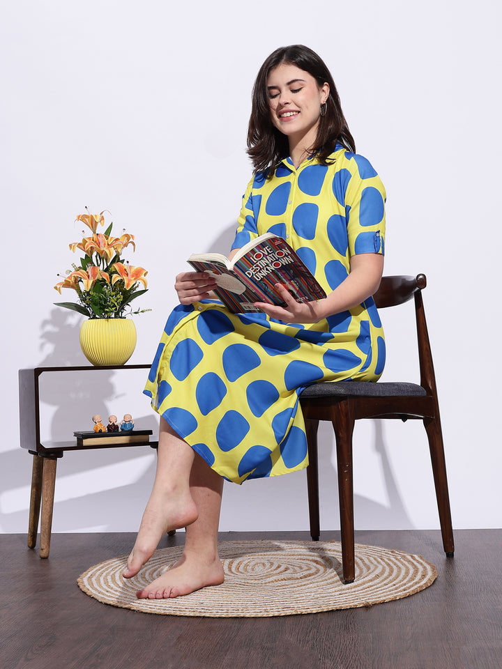 Bubble Blast Print Classy Short Nighty for Girls And Women