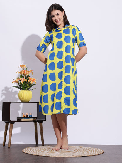 Bubble Blast Print Classy Short Nighty for Girls And Women