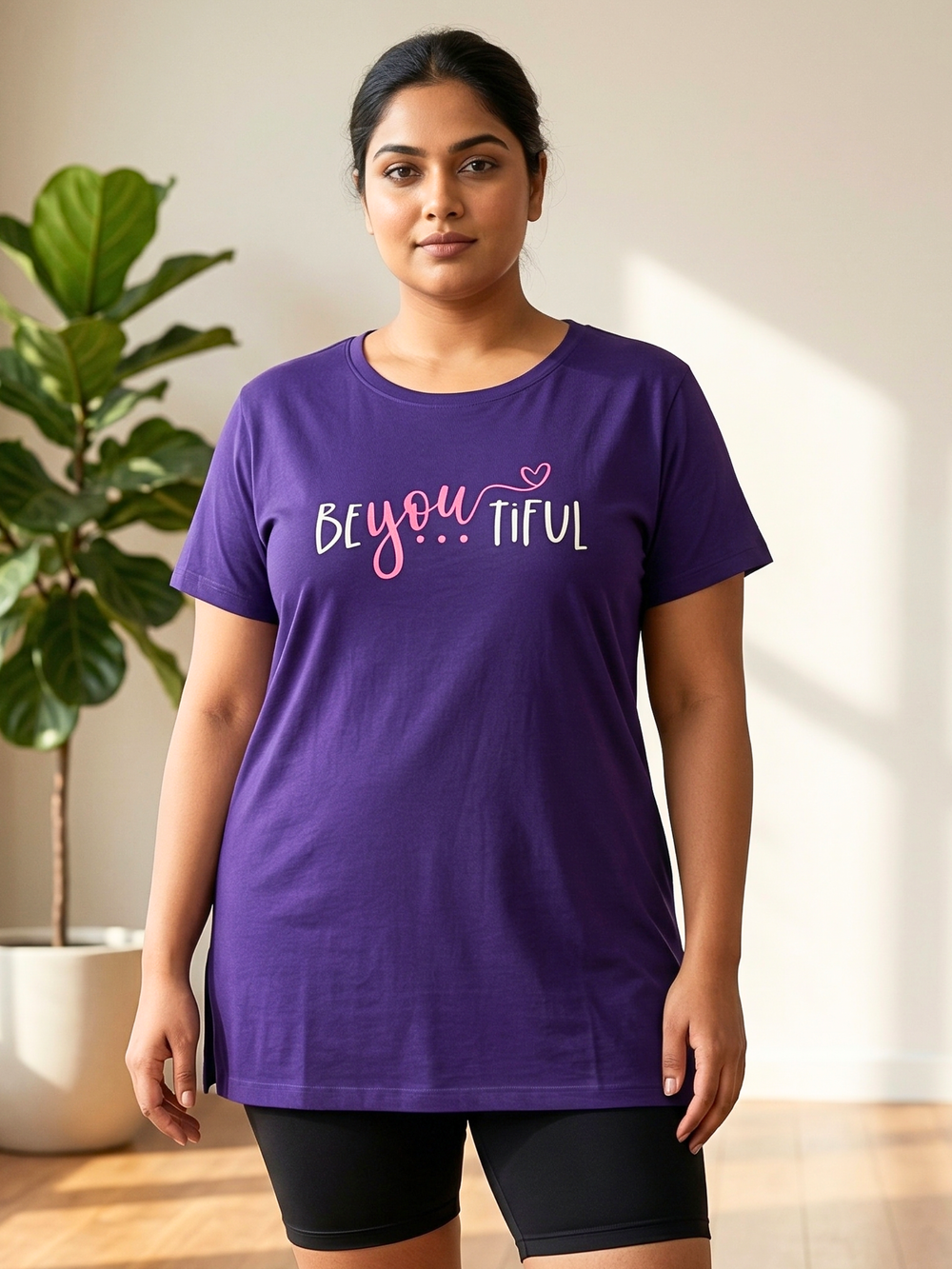 Ultra violet cotton long tshirt for women with pocket